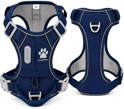 No Pull Dog Harness with Hidden AirTag Holder, Reflective Adjustable Vest Harness, Easy On-Off Design, Soft Breathable Mesh for Small Medium Large Dogs (Navy Blue, S)