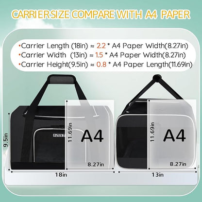 Petskd Pet Carrier 18x13x9.5 Southwest Airline Approved, Pet Travel Carrier Bag for Small Cats and Dogs, Soft Dog Carrier for 1-15 LBS Pets,Dog Cat Carrier with Safety Lock Zipper (Black)