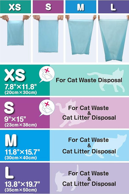 BOS Amazing Odor Sealing Cat Waste Disposal Bags - Durable and Unscented [Size: M, Color: Light blue] (90 Count, Pack of 2) (180 Bags)