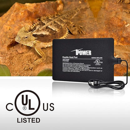 iPower Reptile Heat Pad 6X8 Inch 8W Under Tank Terrarium Warmer Heating Mat for for Turtle, Lizard, Frog, Snake, Reptile, and Other Small Animals (Pack of 4)