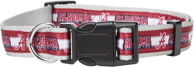 Pets First Collegiate PET Collar New Version Alabama Crimson Tide Dog Collar, Size Large. Best Sports Team Color for Dogs & Cats. A Shiny & Colorful Dog & Cat Collar Licensed by The NCAA
