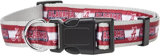 Pets First Collegiate PET Collar New Version Alabama Crimson Tide Dog Collar, Size Large. Best Sports Team Color for Dogs & Cats. A Shiny & Colorful Dog & Cat Collar Licensed by The NCAA