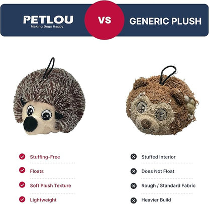 Pet Lou 4 Inch Squeaky Hedgehog Ball Dog Plush Toy, Stuffing-Free Soft Plush, Durable Bouncy Squeaker Ball, Floats in Water, for Small & Medium Dogs