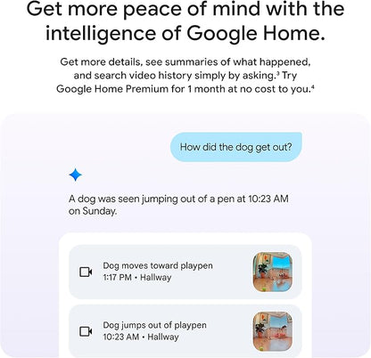 Google Nest Cam Indoor (Wired, 3rd Gen) - Security Camera with 2K Video and Gemini, Night Vision, 2-Way Audio, Works with Google Home - 2025 Model - Hazel