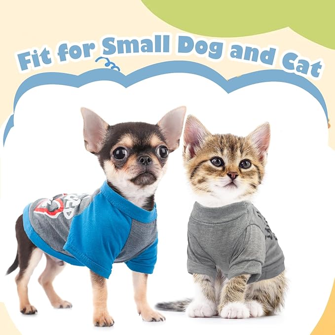 4 Pieces Dog Clothes for Small Dogs Boy Chihuahua Clothes Summer Pet Shirt Cute Puppy Shirts Outfits Dog T-Shirt (Small)