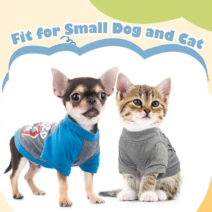 4 Pieces Chihuahua Clothes Dog Clothes for Small Dogs Boy Yorkie Teacup Cloth Spring Summer Pet Shirt Cute Puppy Shirts Outfits Dog T-Shirt (XX-Small)