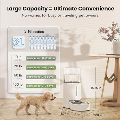 CZPET Automatic 7L Dog and Cat Water Dispenser with Stainless Steel Bowl Gravity Waterer,100% BPA-Free,Large Capacity and Drinking Area Noise-Free for Pets | With Stainless Steel Bowl Gravity Waterer, Large Capacity and Drinking Area Noise-Free for Pets
