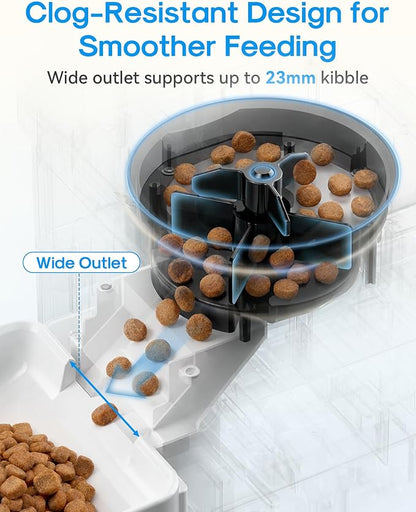 Automatic Dog Feeder Large Breed, 15L/63 Cups Auto Dog Food Dispenser | Anti-Clog Design for 2–23mm Large Kibble, 1080P HD Camera with Night Vision, 5G WiFi Smart App Control for Busy Pet Parents