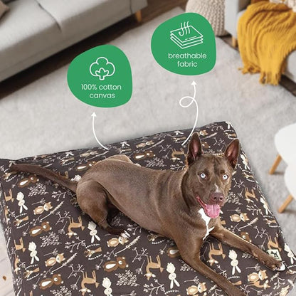 Molly Mutt Huge Dog Bed Cover - Gorgeous Beasts Print - Measures 36”X45”X5’’ - 100% Cotton - Durable - Breathable - Sustainable - Machine Washable Dog Bed Cover (Dd72c)