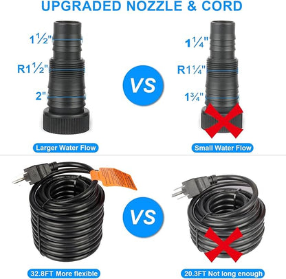 OYO WATER Outdoor Large 5600gph-305W 32.8FT Pond Water-fall & Kio Fish Fountain-s &Garden Pump Submersible IPX8: Long 32.8FT Cord Smart-er & Quieter Duck & Yard &Patio Ponds Pumps, 1 Barrier Pump Bag