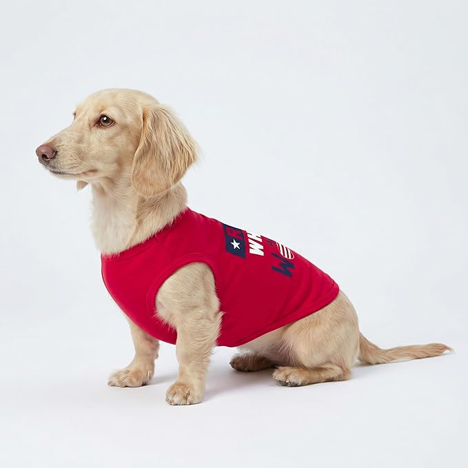 Fitwarm Patriotic Red White and Woof Dog Shirt, 4th of July Dog Clothes for Small Dogs Boy Girl, Funny Doggy Summer Clothes, Pet Outfit, Red, Blue, White, XS