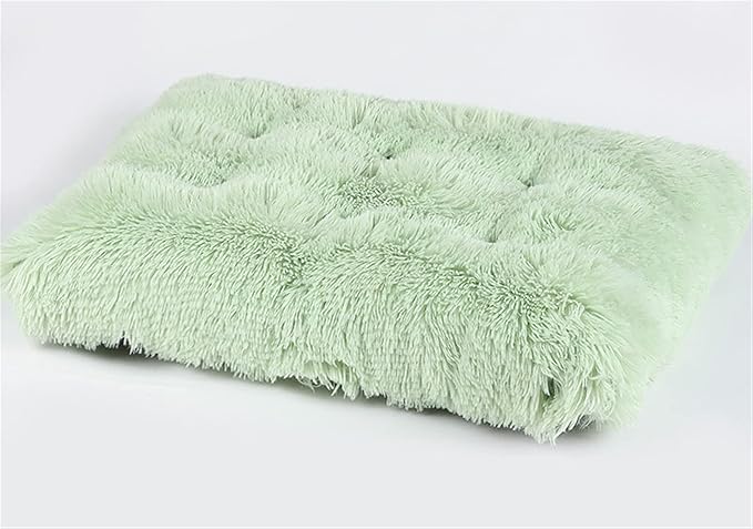 Liveinu Long Plush Calming Pet Bed Cuddler Pet Bed for Dogs and Cats Fluffy Faux Fur Dog Bed with Anti Slip Bottom Machine Washable Pet Sleep Bed Crate Mat Mint XL