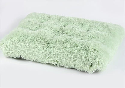 Liveinu Long Plush Calming Pet Bed Cuddler Pet Bed for Dogs and Cats Fluffy Faux Fur Dog Bed with Anti Slip Bottom Machine Washable Pet Sleep Bed Crate Mat Mint XL