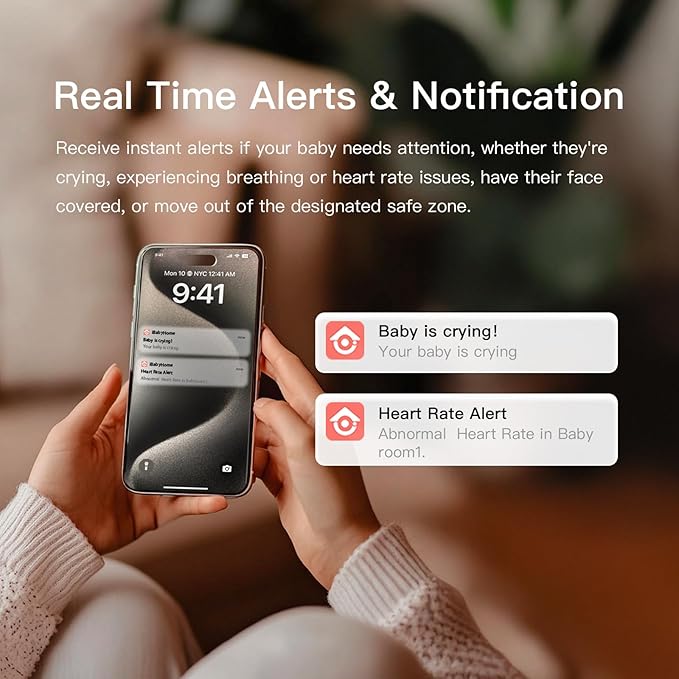 iBaby i20 Contactless Baby Monitor: Track Live Heart Rate, Breathing, Sleep, Movement - Wellness Baby Monitor with Floor Stand - 1080p WiFi Camera, Night Vision, 2-Way Audio, Cry and Safety Alerts