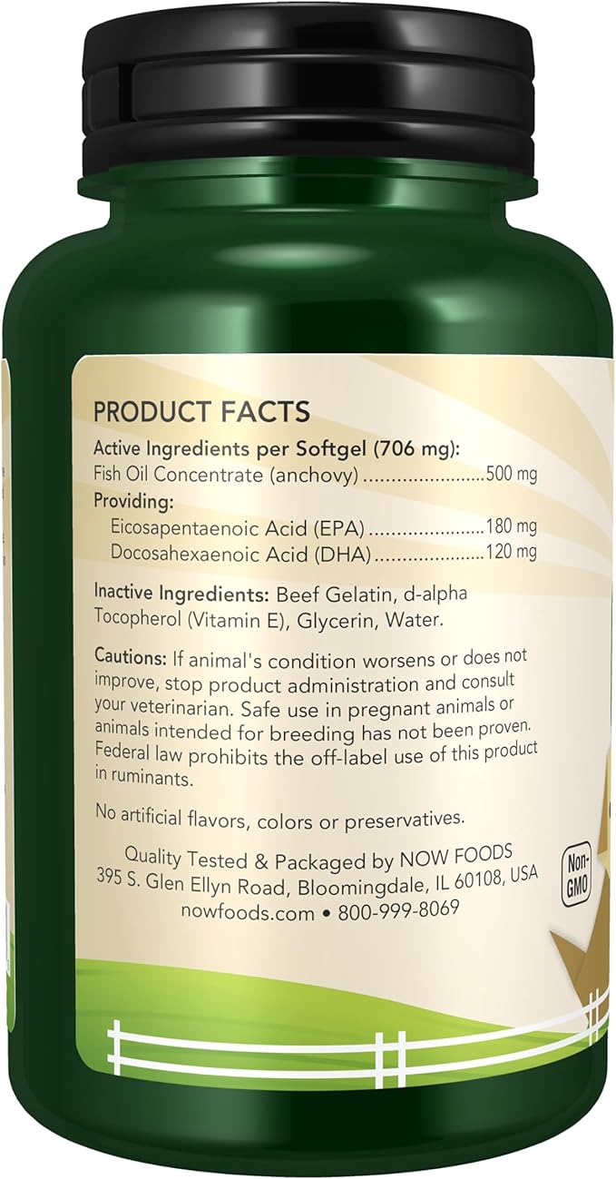 Now Pet Health, Omega 3 Mini Gels Supplement, Formulated for Cats & Dogs, NASC Certified, 150 Softgels