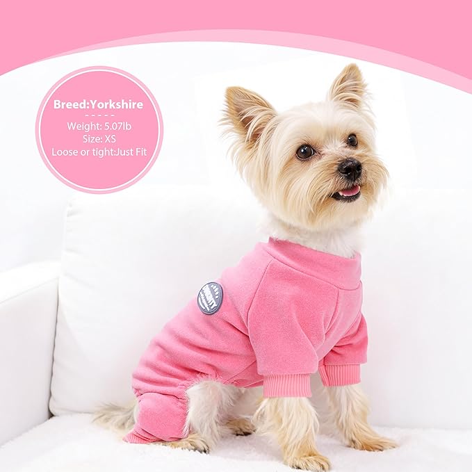 Dog Sweater Dog Pajamas for Small Dogs Girl Boy Winter Warm Soft Puppy Pjs Stretchy Jumpsuit Doggie Pet Clothes Outfits XXS~L (Rose, XX-Small)
