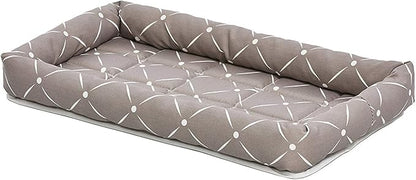 MidWest Homes for Pets 40222-MRD Quiet Time Couture Ashton Bolster Pet Bed, Small Dog/22, Mushroom, Mushroom & White Diamond Pattern, 22-Inch