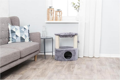 Trixie Baza Grande 24-in Cat Tree, Two Sisal Scratching Posts, Cat Condo and Hammock, Dangling Cat Toy