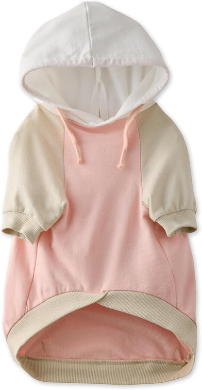 Pet Passion Rocky – The Original Lightweight Hooded Tee 100% Organic Cotton Dog Hoodie Pet Coat Sweater for All Sized Dogs, Pink Color Block, X-Large (55-80 lbs)