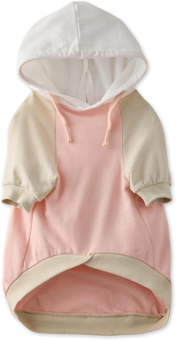 Pet Passion Rocky – The Original Lightweight Hooded Tee 100% Organic Cotton Dog Hoodie Pet Coat Sweater for All Sized Dogs, Original Pink Colorblock, XX-Small (4-7 lbs)