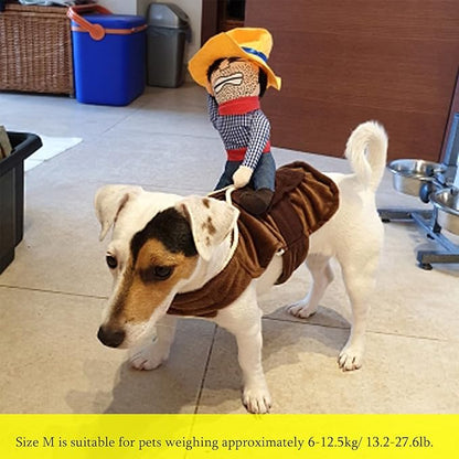 SEIS Pet Riding Costume Novelty Pet Supplies Cowboy Rider Horse Riding Designed Dog Apparel Party Dressing up Clothing Halloween (M)