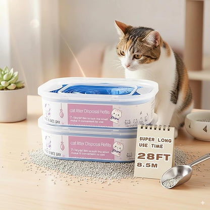 8 Pack 28FT Cat Litter Refill Cartridge, Compatible with Pet Genie Standard/Plus/Style Pail Refills, Up to 32 Months of Supply, 7 layer Odor Control Jumbo Refill Cartridge