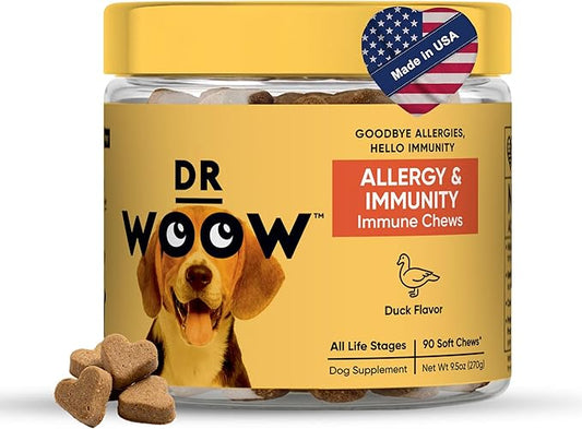 Dog Allergy & Itch Relief Supplements Soft Chews (90 CT) – Seasonal Allergy Support + Hot Spot & Skin Comfort – Omega 3 Salmon Oil + YEA-SACC – Made in USA