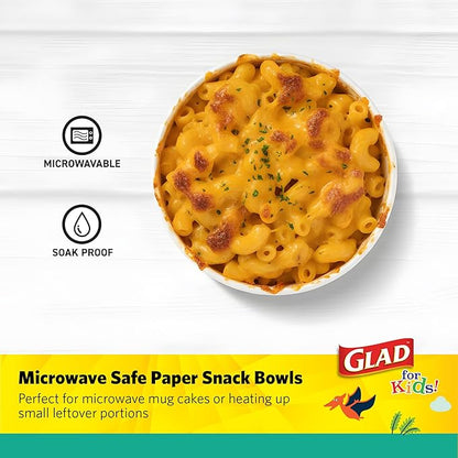 Glad for Kids Mini Dinosaurs Paper Snack Bowls, Colorful Heavy Duty Microwave Safe Disposable Bowls for Soup, Ice Cream, and Snacks, Lids Not Included, Multicolor, Party Pack, 6 Oz, 20 Count