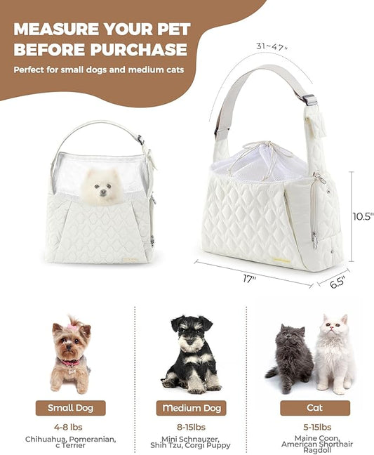 JourCraf Dog Carrier Sling for Small Dogs, Front Cat Sling & Cats Up to 15 lbs, Dog Purse with Adjustable Strap Front Zipper Pocket, Double Safety Feature, Hands Free for Travel