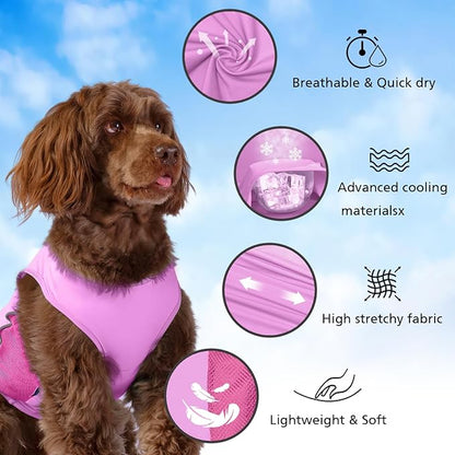 UPF 50+ Sun Protection Dog T-Shirt, 2 Pack Lightweight Sleeveless Dog Vest for Medium Dogs Girl – Reflective Strips, Quick-Dry Pet Apparel, Sports Fan Shirt P23ST00504XXL