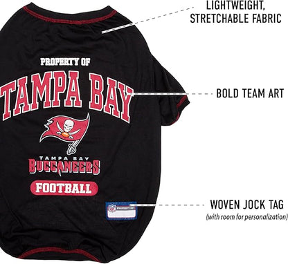 NFL Tampa Bay Buccaneers Dog T-shirt X-Small. - Licensed Shirt for Pets Team Colored with Team Logos- Premium Stretchable Materials for the comfort of your Dog & Cat
