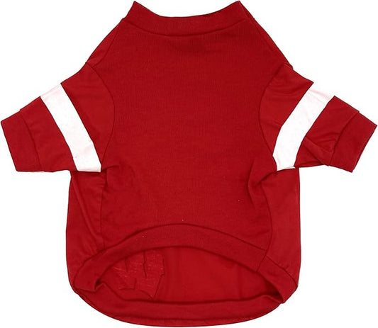 Pets First NCAA Wisconsin Badgers T-Shirt for Dogs & Cats. Size Medium. Football/BASKTBALL Dog Shirt for College NCAA Team Fans. New & Updated Fashionable Stripe Design