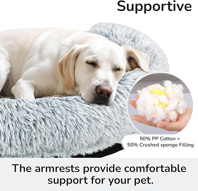 Cat Bed Round, Ultra Soft Washable Dog Couch Bolster, Anti-Slip Sleeping Mat for Kitten and Puppy(28×28inch, Grey)