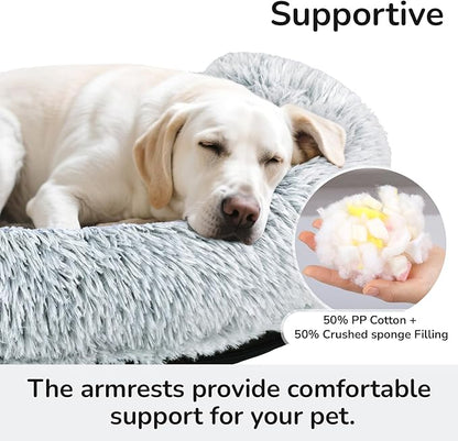 Cat Bed Round, Ultra Soft Washable Dog Couch Bolster, Anti-Slip Sleeping Mat for Kitten and Puppy(28×28inch, Grey)
