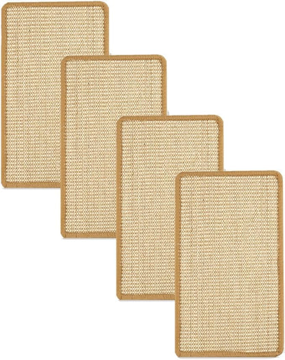 SHENGOCASE 4-Pack 10" x 15.7" Sisal Cat Scratching Mat Pad with Hook & Loop Tapes for Wall Couch, Window Perch, Cat Wall Furniture Shelve