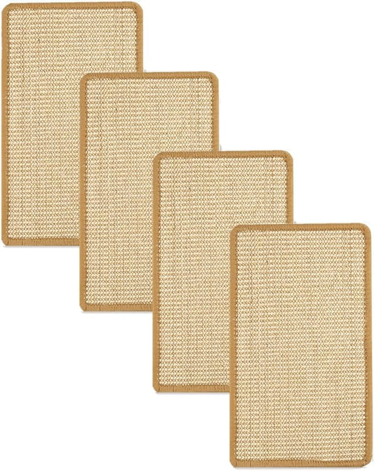SHENGOCASE 4-Pack 10" x 15.7" Sisal Cat Scratching Mat Pad with Hook & Loop Tapes for Wall Couch, Window Perch, Cat Wall Furniture Shelve