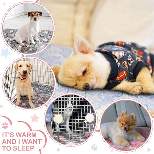 Reginary 4 Pcs Waterproof Guinea Pig Blankets Washable Small Animal Fleece Bedding Guinea Pig Cage Liners Reusable Training Pads Pet Pee Pad Sleep Mat for Hamster(Cute Star Pattern,12 x 12 Inch)