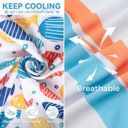 cyeollo 2pack Dog Cooling Shirt, Breathable Sleeveless Summer Clothes for Dogs, Intant Cool T Shirts for Small Dogs, Blue Fish L