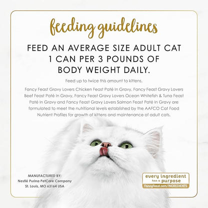 Fancy Feast Purina Gravy Lovers Variety Pack Feast Pate in Wet Cat Food Gravy - 4.5 lb. Boxes, 1 Count (Pack of 48)