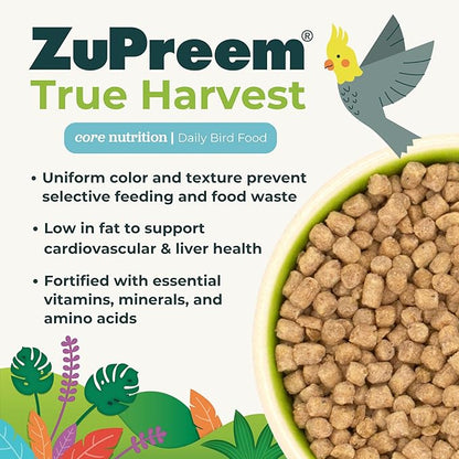 ZuPreem Natural Bird Food, Bird Feed Pellets for Parakeets, Budgies, Parrotlets, & Doves, ZuPreem Core Nutrition, Made in USA, Added Vitamins, Parakeet Food, Budgie Feed, (Small, 2.25 lb Bag)