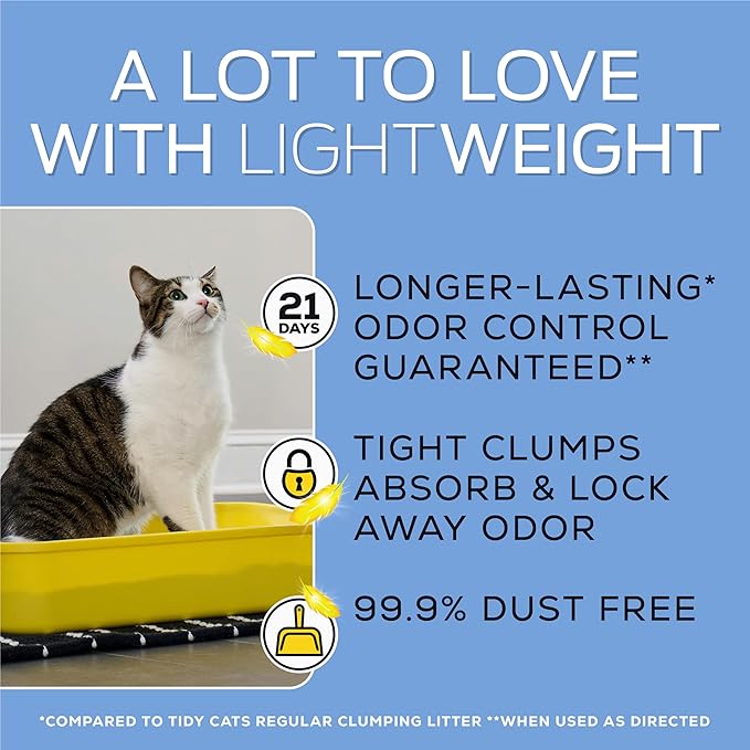 Purina Tidy Cats Lightweight Free and Clean Unscented, Multi-Cat, Clumping, 99.9 Percent Dust Free Cat Litter - 12 lb. Box