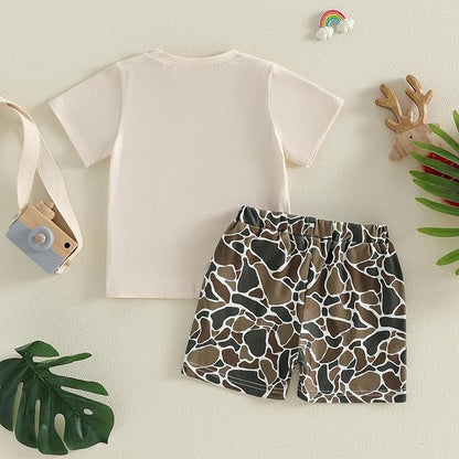 Toddler Baby Boy Clothes 6 12 18 24 Months Summer Outfit Short Sleeve T-Shirt Tops Camo Shorts Set 2T 3T 4T