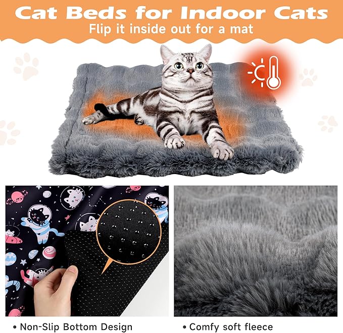 Self Heating Cat Sleeping Bag for Indoor Cats Bed Cave Self Warming Pad Sack Cozy Pet Nest Snuggle Bed for Small Dog 21.9" x 23.6"