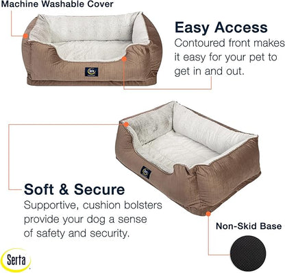 Serta Orthopedic Cuddler Dog Bed for Pets – Chocolate Brown (Large)
