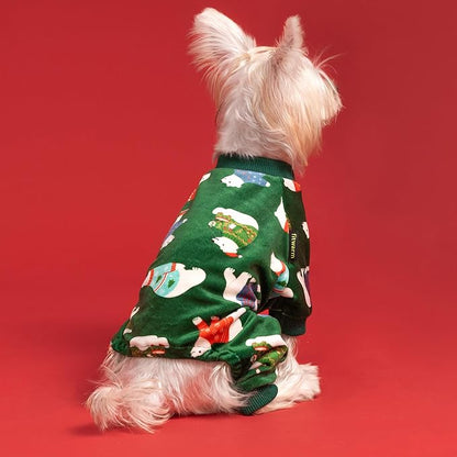 Fitwarm Polar Bear Dog Pajamas, Funny Christmas Clothes for Small Dogs Boy Girl, Holiday Pet Outfit, Green, Red, Blue, Large