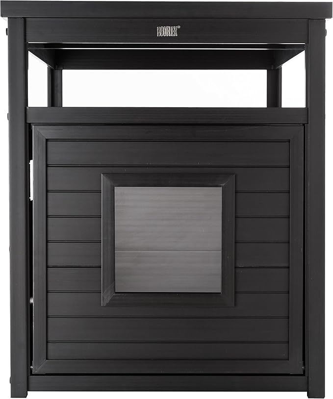 New Age Pet ECOFLEX Litter Loo Standard & Jumbo Sizes, 4 Colors, Moisture and Odor Resistant Enclosure & End Table, No‑Tools Assembly, 10 Year Warranty, Espresso Black, Jumbo