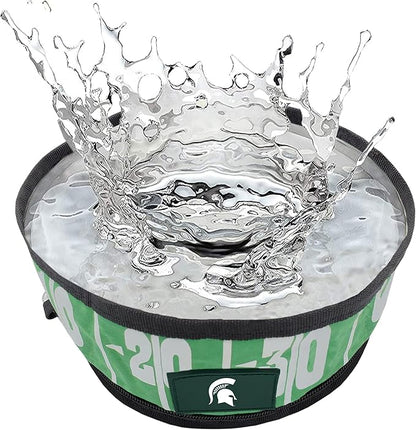 Pets First NCAA Michigan State Spartans Collapsible Dog Travel Bowl Set, 2 Pack Food & Water Bowls for Dogs, Best Portable & Lightweight Leak-Proof Dog Bowls for Travel