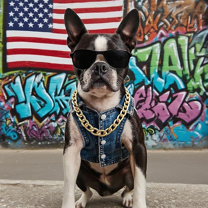 Cool Dog Jean Jacket Vest with D-Ring Blue Denim Dogs Outfits for Small Medium Dogs Cats Boy Male Dog Clothes Costume Dogggie Puppy Harness Coat for Frenchie Walking(Blue with D-Ring,M)