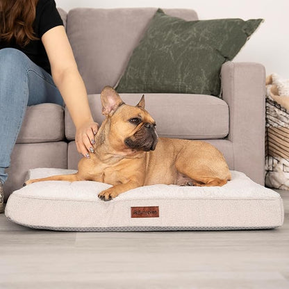 Furhaven Orthopedic Dog Bed – Classic Cushion with Plush Tufted Top, Supportive Foam Mattress, Removable Washable Cover, Joint Relief - Gray, Medium