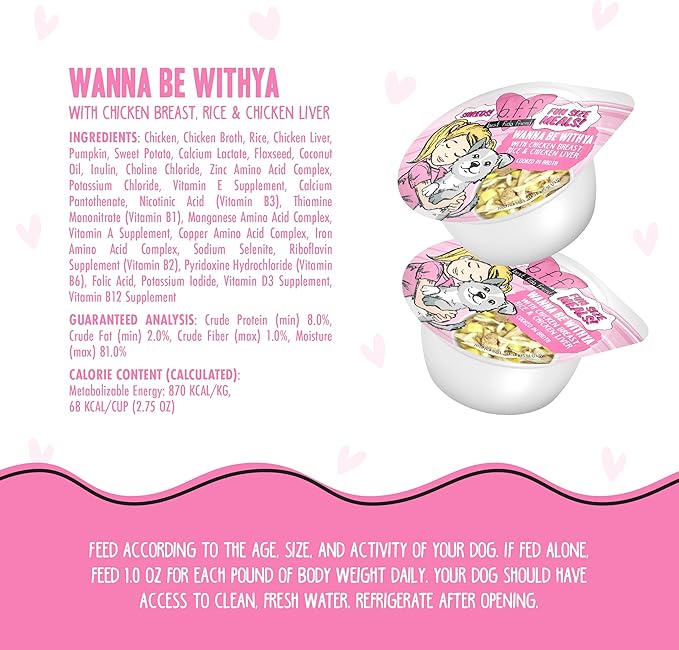 Weruva Best Fido Friend Fun Size Meals for Dogs, Wanna Be Withya, 2.75oz Cup, Pack of 12